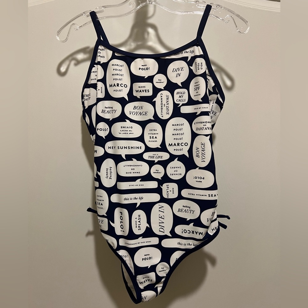 Kate Spade Navy speech bubble bathing suit Sz 12